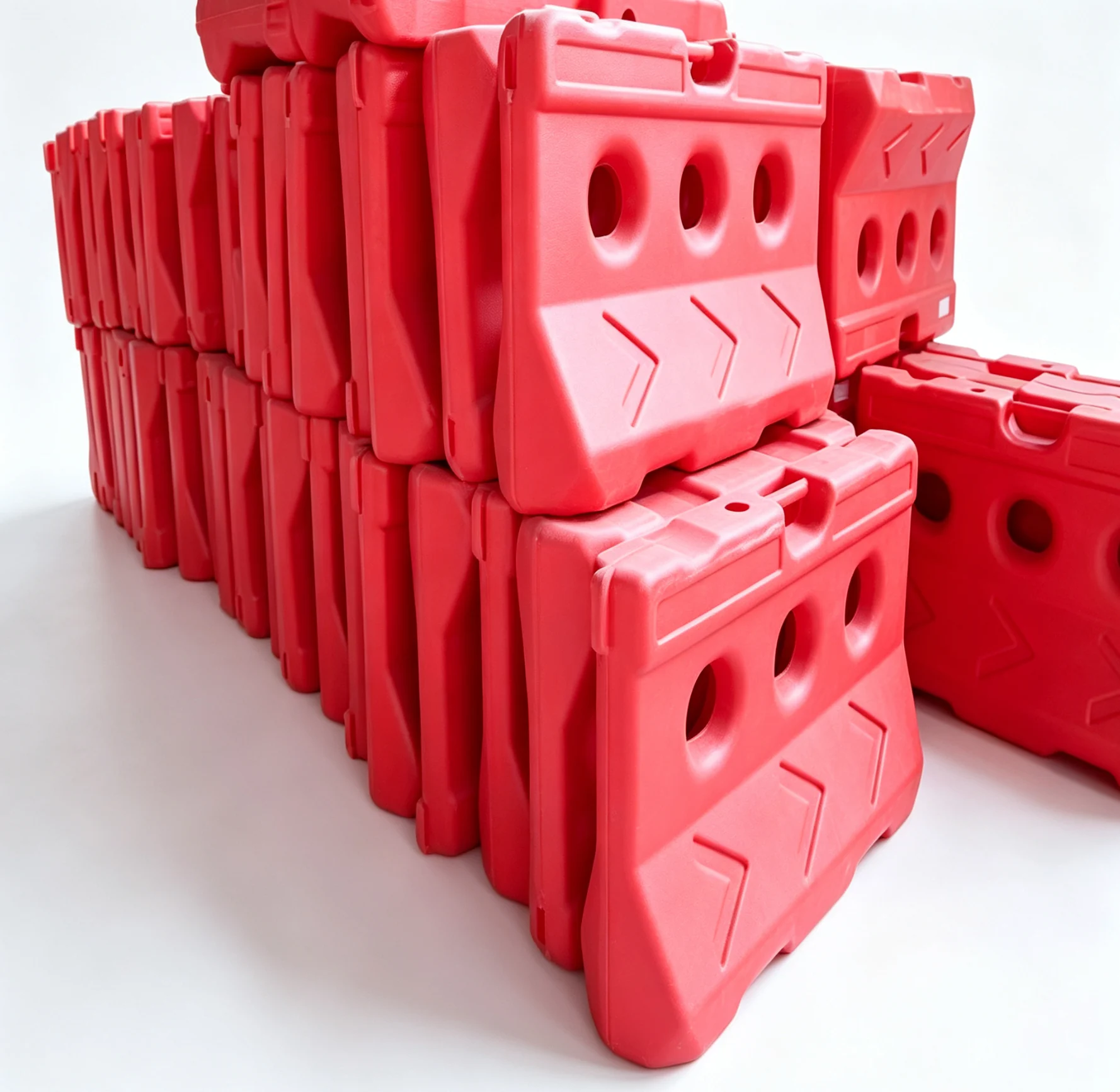 Red Three-Hole Water-Filled Plastic Traffic Barrier